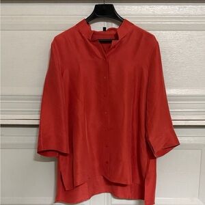 Eileen Fisher 100% Silk  Button-Front Top